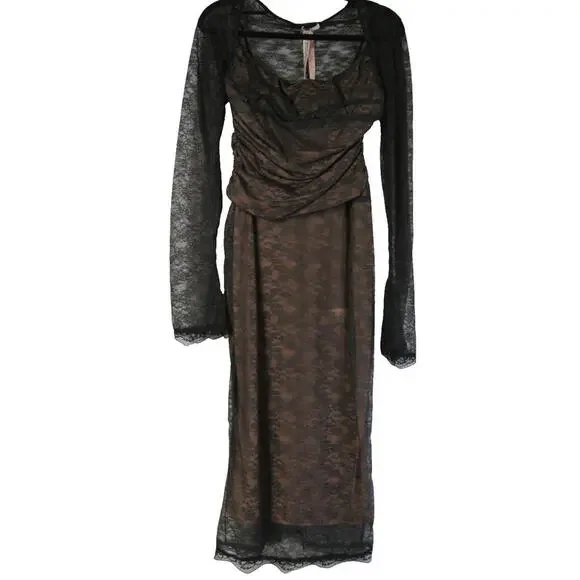 NEW, House of CB Gaia Lace Midi Dress in Black Sz L #MD1213